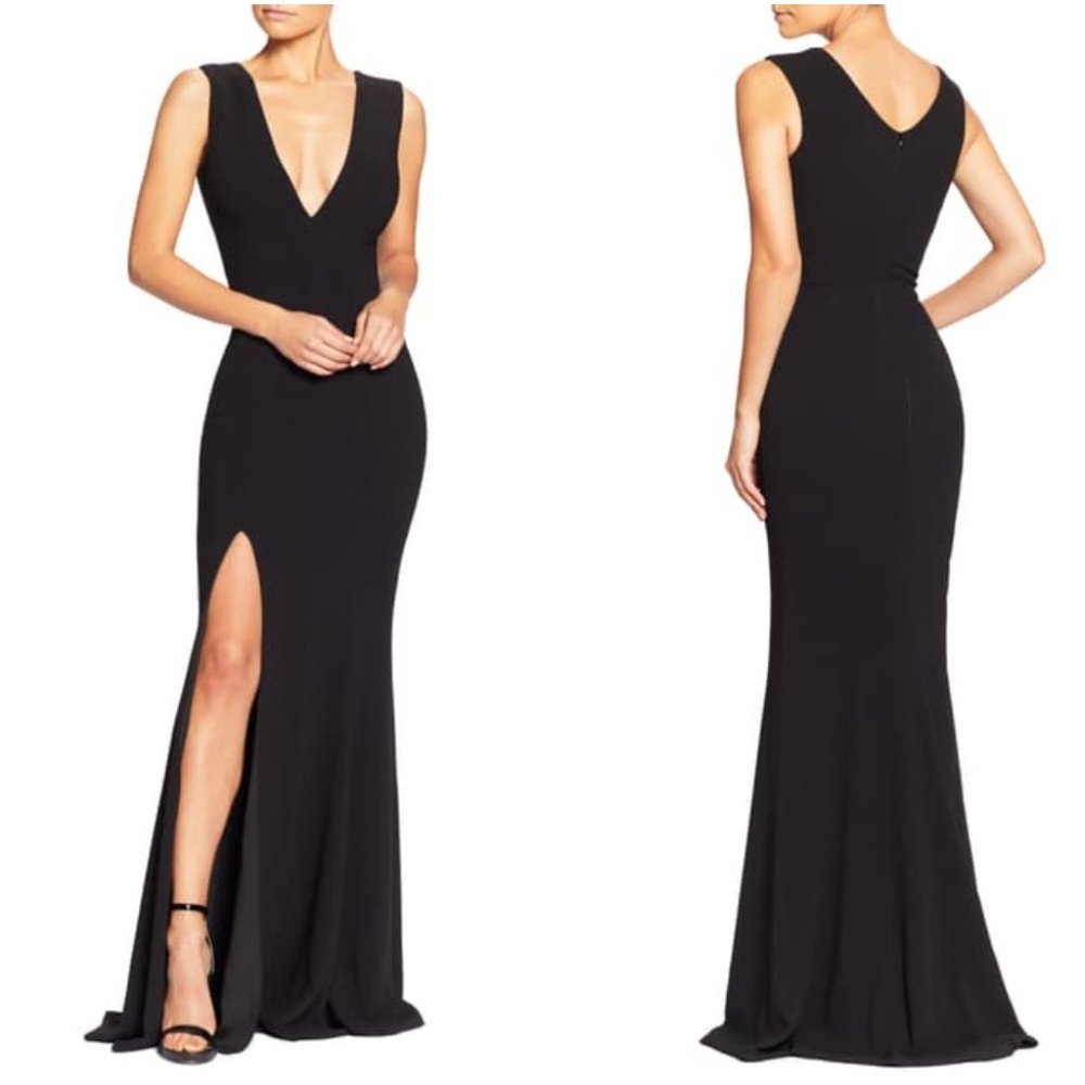 Dress the Population Sandra Plunge Trumpet Gown S